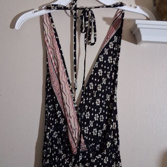 Angie Floral Black Backless Boho Jumpsuit Size Small - Picture 5 of 6